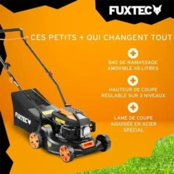 Tondeuse à Gazon Poussée Thermique 40,6cm 80cm3 - FX-RM4180 Fuxtec - 45L -Flore Riche Soldes Magasin 85771325 3