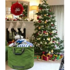 Sac De Jardinage 125L Extra-Robuste Avec Poignées, Sac De Ramassage Feuilles Verte Avec Toile Militaire (H45.7 Cm, D55.8 Cm) -Flore Riche Soldes Magasin 85793373 3