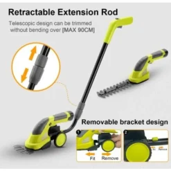 2 En 1 Cisailles à Gazon, Légère Tondeuse à Gazon, Batterie 7.2V 1300mAh, Set Sculpte-Haies Et Taille-Herbes -Flore Riche Soldes Magasin 86501488 5