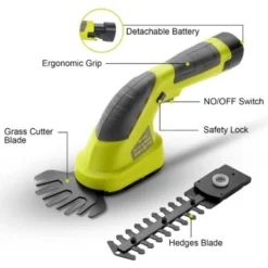 DEWINNER 2 En 1 Cisailles à Gazon,Batterie 7.2V, Largeur De Lame De 100, Pour Couper Les Haies, Les Pelouses, Comprend Un Tailleur Portatif, Une Batterie Et Un Chargeur -Flore Riche Soldes Magasin 86501638 3