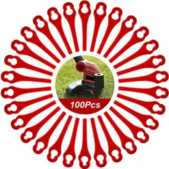 100pcs Lames En Plastique De Rechange Pour Coupe Bordure Lame De Tondeuse à Gazon Lames Pour Débroussailleuse Sans Fil Lames De Coupe De Remplacement Pour Jardin Pelouse (L83 Rouge 10×5mm) -Flore Riche Soldes Magasin 86981341 4