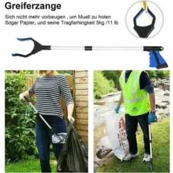 Pince, 82Cm Pince Pliable En Aluminium Avec Pince Rotative En Caoutchouc, Pince Pour Personnes Âgées Pliable Rallonge De Bras Long Pour Ramasseur D'Ordures/Litières, Pince À Ordures De Jardin Pince À -Flore Riche Soldes Magasin 87242735 5