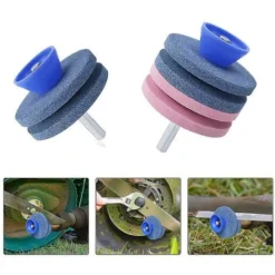Tondeuse à Gazon Aiguiseur Pierre Couteau Meuleuse Perceuse Outil De Jardin Bleu Et Rose 2 Couches