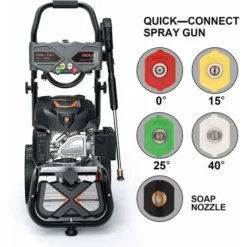 TACKLIFE Nettoyeur Haute Pression à Essence, 2800 PSI/190 Bar, 480 L/H, 209 CC Moteur OHV à 4 Temps, 6,5 HP, Réservoir De Savon, Ensemble De 5 Buses, Multi-Usage, Conforme CARB - GSH01B -Flore Riche Soldes Magasin 87563773 3