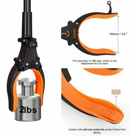 80cm Pince De Ramassage Pliable Avec Phare, Ramasseur De Déchets De Jardin Extensible De 32 Pouces, 90° Tête Rotative, Mâchoire Antidérapante, Tuyaux En Aluminium, Poignée En Caoutchouc Confortable 5 80cm Pince De Ramassage Pliable Avec Phare, Ramasseur De Déchets De Jardin Extensible De 32 Pouces, 90° Tête Rotative, Mâchoire Antidérapante, Tuyaux En Aluminium, Poignée En Caoutchouc Confortable – Image 3