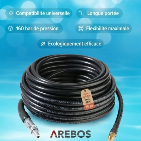 AREBOS Tuyau De Nettoyage De Canalisations 25 M 160 Bar Pour La Connexion à Un Nettoyeur Haute Pression 4 AREBOS Tuyau De Nettoyage De Canalisations 25 M 160 Bar Pour La Connexion à Un Nettoyeur Haute Pression – Image 2