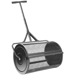 Épandeur à Compost Pour Pelouse Et Jardin,Epandeur à Engrais Rouleau ,Épandeur De Sol à Panier Grillagé, Épandeurs De Pelouses Épandeur De Jardin, Outil D'entretien De La Cour (Noir,60 X 123cm)