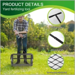 Épandeur à Compost Pour Pelouse Et Jardin,Epandeur à Engrais Rouleau ,Épandeur De Sol à Panier Grillagé, Épandeurs De Pelouses Épandeur De Jardin, Outil D'entretien De La Cour (Noir,60 X 123cm) -Flore Riche Soldes Magasin 89949170 4
