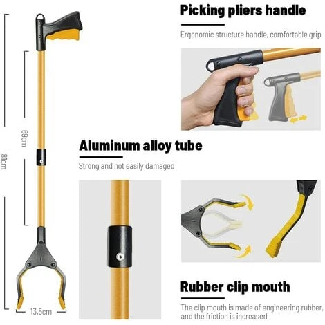 Outils De Ramassage En Aluminium,81cm Pince De Prehension Pliable,Pince Telescopique En Caoutchouc Long,pour Déchets De Jardin, Ramassage Des Déchets 6 Outils De Ramassage En Aluminium,81cm Pince De Prehension Pliable,Pince Telescopique En Caoutchouc Long,pour Déchets De Jardin, Ramassage Des Déchets – Image 4