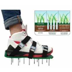 Jardin Pelouse AéRateur Chaussures Sandale AéRation De Spike Paire De Grass Vert Outil à Pointes Lache Chaussures De Sol Noir 30 X 13CM