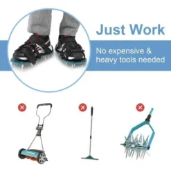 Chaussures D'aérateur De Pelouse, Chaussures à Pointes D'aérateur De Pelouse Avec 4 Sangles Réglables, Chaussures De Scarificateur D'aérateur De Pelouse De Jardin De Taille Universelle(4 Sangles) -Flore Riche Soldes Magasin 91851764 3