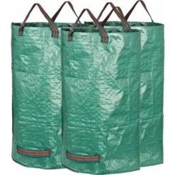 3 X 120L Sac De Jardin Sac De Déchets De Jardin En PP Solide - Autoportante Et Pliable - Sacs Poubelle Pour Les Déchets De Jardin Feuillage De Pelouse Vert Coupe -Réutilisable