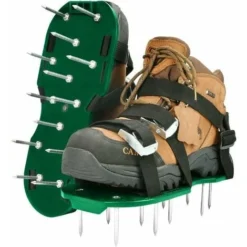 Chaussures Aerateur Pelouse, Aérateur De Pelouse Avec Sangles Réglables Et Boucles En Métal, Sandales Aérateur Pelouse Pour Pelouse Cour, Jardin, Pelouse (Vert)