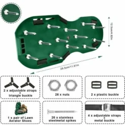 Chaussures Aerateur Pelouse, Aérateur De Pelouse Avec Sangles Réglables Et Boucles En Métal, Sandales Aérateur Pelouse Pour Pelouse Cour, Jardin, Pelouse (Vert) -Flore Riche Soldes Magasin 94093998 4