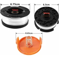 Bobine Fil Coupe Bordure Pour Black Et Decker Coupe-Bordures, 8 Bobine De Fil Debroussailleuse Avec 2 Couvercle De Bobine Et 2 Ressort, Bobines A6481 A6485 Compatible Avec Black Et Decker Af-100 -Flore Riche Soldes Magasin 95476428 4