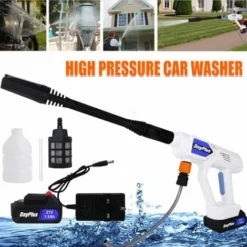 Nettoyeur Haute Pression 21v Pistolet Portable Nettoyeur à Eau Avec 2 Batteries
