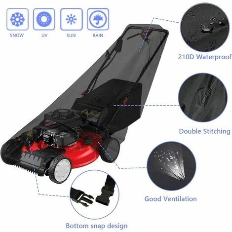 Housse Pour Tondeuse à Gazon, Housse Tondeuse Etanche Anti-Poussière Et Anti-UV Oxford 210D, Avec Cordon De Serrage Et Sac De Rangement, Pour Extérieur/intérieur 193 X 112 X 64 Cm 5 Housse Pour Tondeuse à Gazon, Housse Tondeuse Etanche Anti-Poussière Et Anti-UV Oxford 210D, Avec Cordon De Serrage Et Sac De Rangement, Pour Extérieur/intérieur 193 X 112 X 64 Cm – Image 3