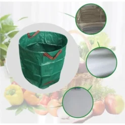 Lot De 2 Sacs à Déchets De Jardin , 120 L, Sacs à Déchets De Jardin, Sacs à Feuilles Avec Poignées, Sacs D'herbe Verts Industriels Tissés Pliables -Flore Riche Soldes Magasin 97245835 3