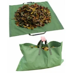 Sac à Ordures De Jardin Pliable 2 En 1 Durable Réutilisable Imperméable Oxford Waste Bag Green Zip Type No Mountain Buckle (90 67cm) BF