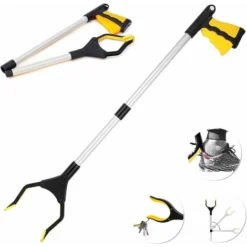 Outils De Préhension, 32" Pince Rotative En Caoutchouc, Outils De Ramassage, Outil De Préhension Pliable, Extension à Bras Long Pour Ramasse-Déchets - Jaune
