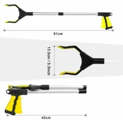 Outils De Préhension, 32" Pince Rotative En Caoutchouc, Outils De Ramassage, Outil De Préhension Pliable, Extension à Bras Long Pour Ramasse-Déchets - Jaune -Flore Riche Soldes Magasin 97526590 2