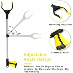 Outils De Préhension, 32" Pince Rotative En Caoutchouc, Outils De Ramassage, Outil De Préhension Pliable, Extension à Bras Long Pour Ramasse-Déchets - Jaune -Flore Riche Soldes Magasin 97526590 3