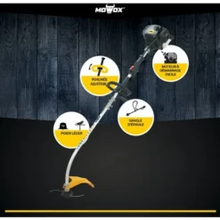 MOWOX PT25LH, Coupe Bordures Thermique 25CC, Tube Alu Courbé Et Détachable, 40cm De Coupe Fil Nylon 2mm à Alimentation Automatique -Flore Riche Soldes Magasin 97852614 3