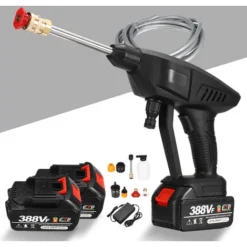 Pistolet Pression Nettoyeur Haute Pression Sur Batterie 60 Bar 21V 300W 2 Batteries 20000 MAh