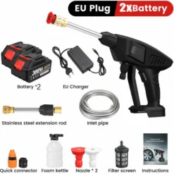 Pistolet Pression Nettoyeur Haute Pression Sur Batterie 60 Bar 21V 300W 2 Batteries 20000 MAh -Flore Riche Soldes Magasin 98566441 4