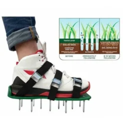 Jardin Pelouse AéRateur Chaussures Sandale AéRation De Spike Paire De Grass Vert Outil à Pointes Lache Chaussures De Sol Noir 30 X 13CM